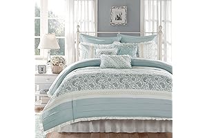 Madison Park Dawn 100% Cotton Shabby Chic Comforter Set-Modern Cottage, 9 Piece Queen