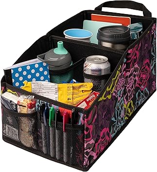 Lusso Gear Car Seat Organizer for Front or Backseat - Great for Adults & Kids, Features 9 Storage Compartments for Toys, Magazines, Tissues, Maps, Books, Documents, Games & More Floral