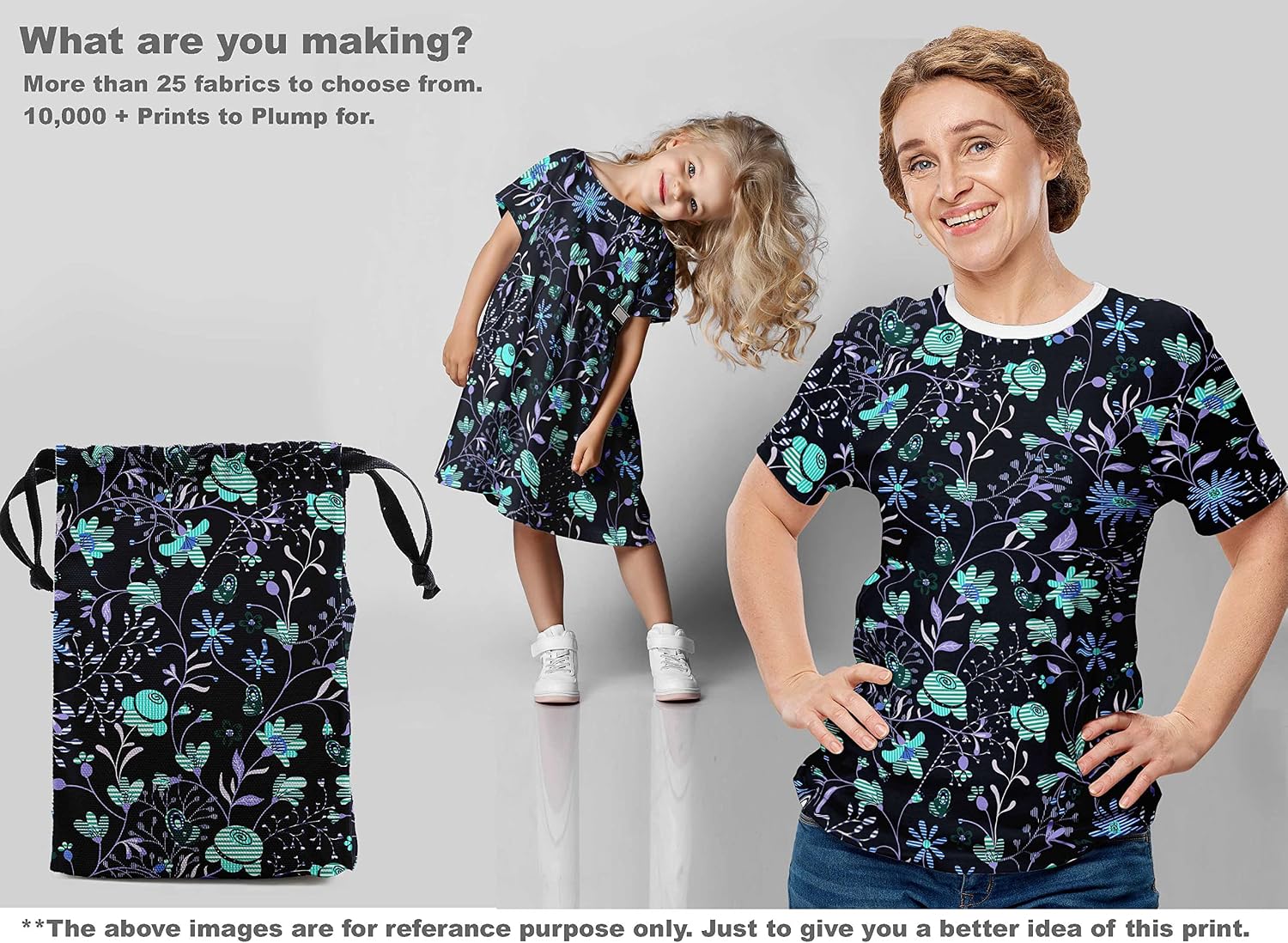 oneOone Cotton Flex Black Fabric Floral Dress Material Fabric Print Fabric By The Yard 40 Inch Wide-428