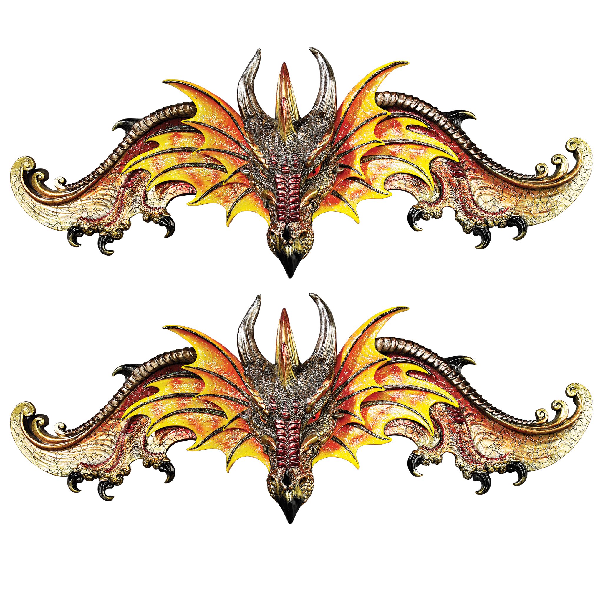 Design Toscano QS9292739 Kingsbridge Manor Dragon Pediments: Set of 2,Full Color