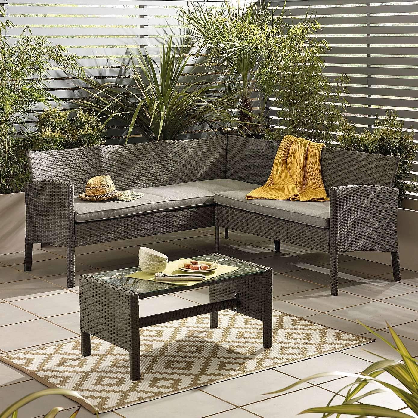 Outdoor Living Lakewood Grey Corner Lounge Sofa Rattan Set