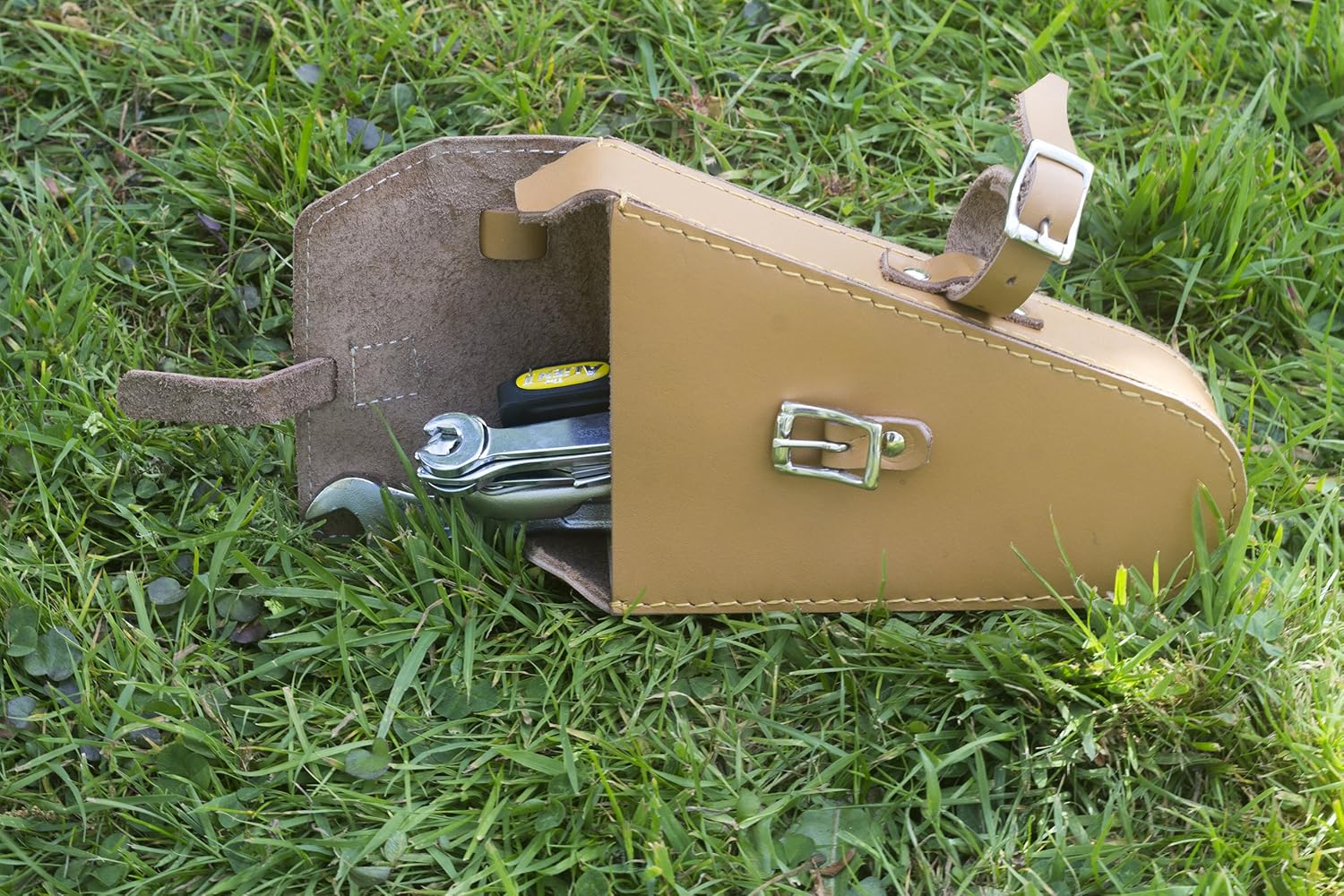 Frame Bike Bag Genuine Leather in TAN Tool Bicycle Bag TRIGL-TAN