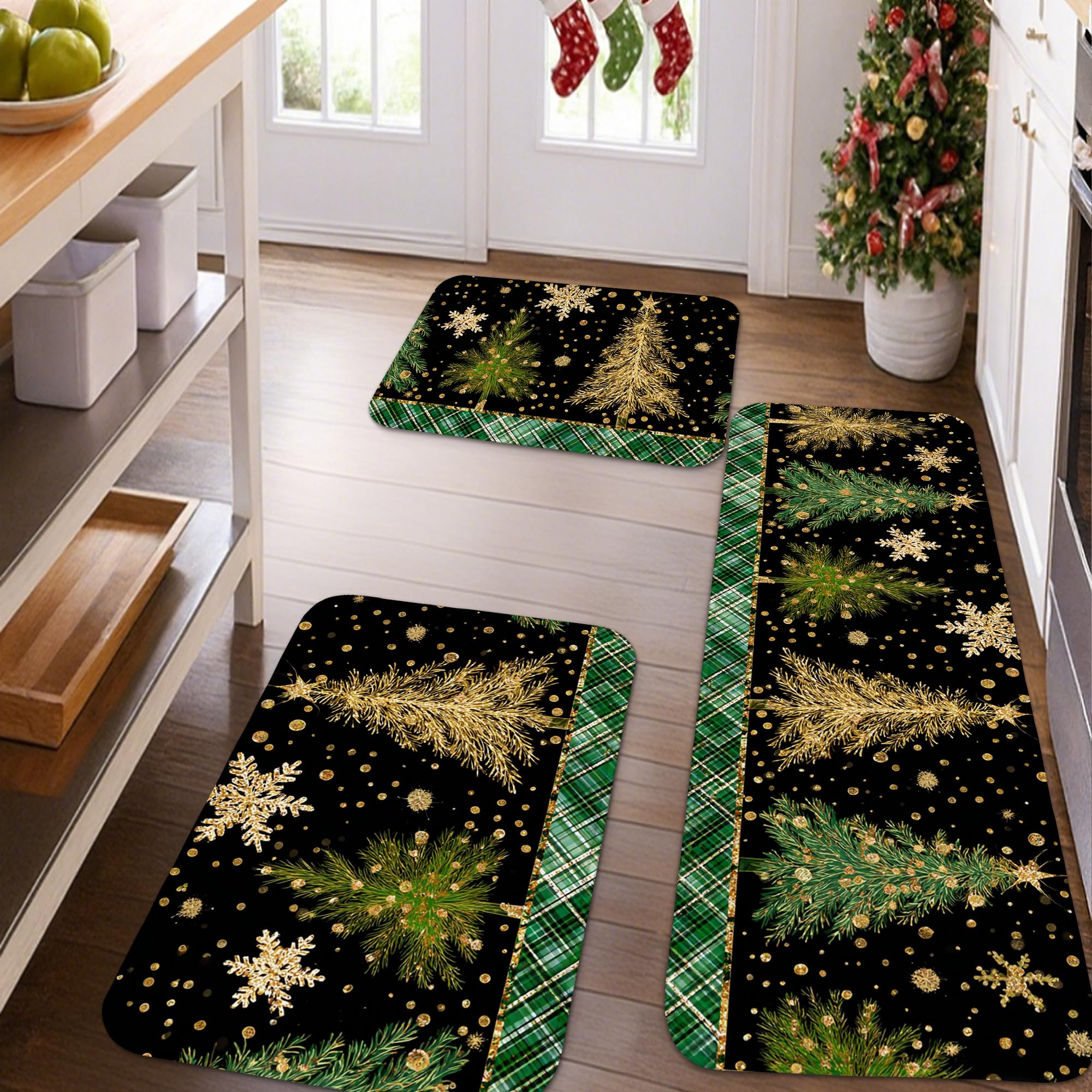 Tapis de cuisine de Noël anti-fatigue tapis rembourrés antidérapants lavables