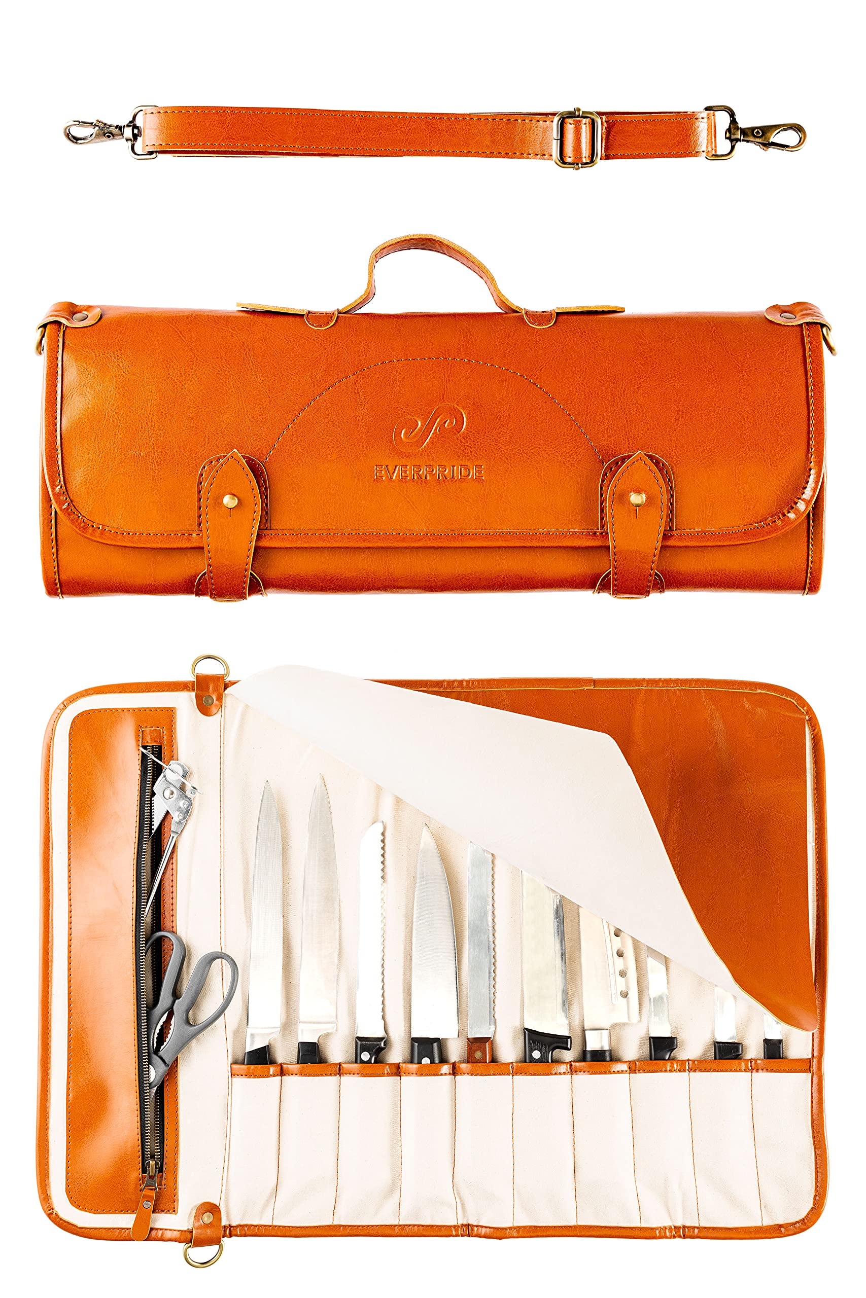 EVERPRIDE Chef Knife Roll Bag Holds 10 Knives and Cooking Tools