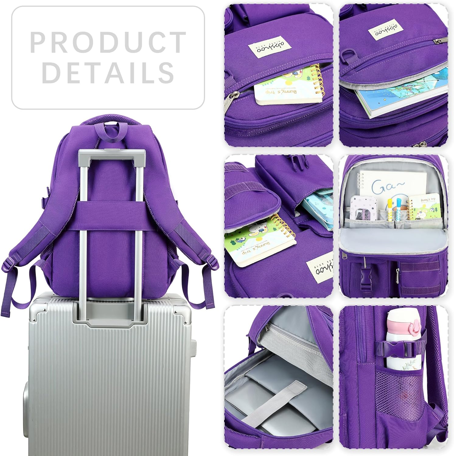 abshoo Large Heavy Duty Backpack For School College Bookbag Casual Multi Pocket Travel Backpacks - Image 4