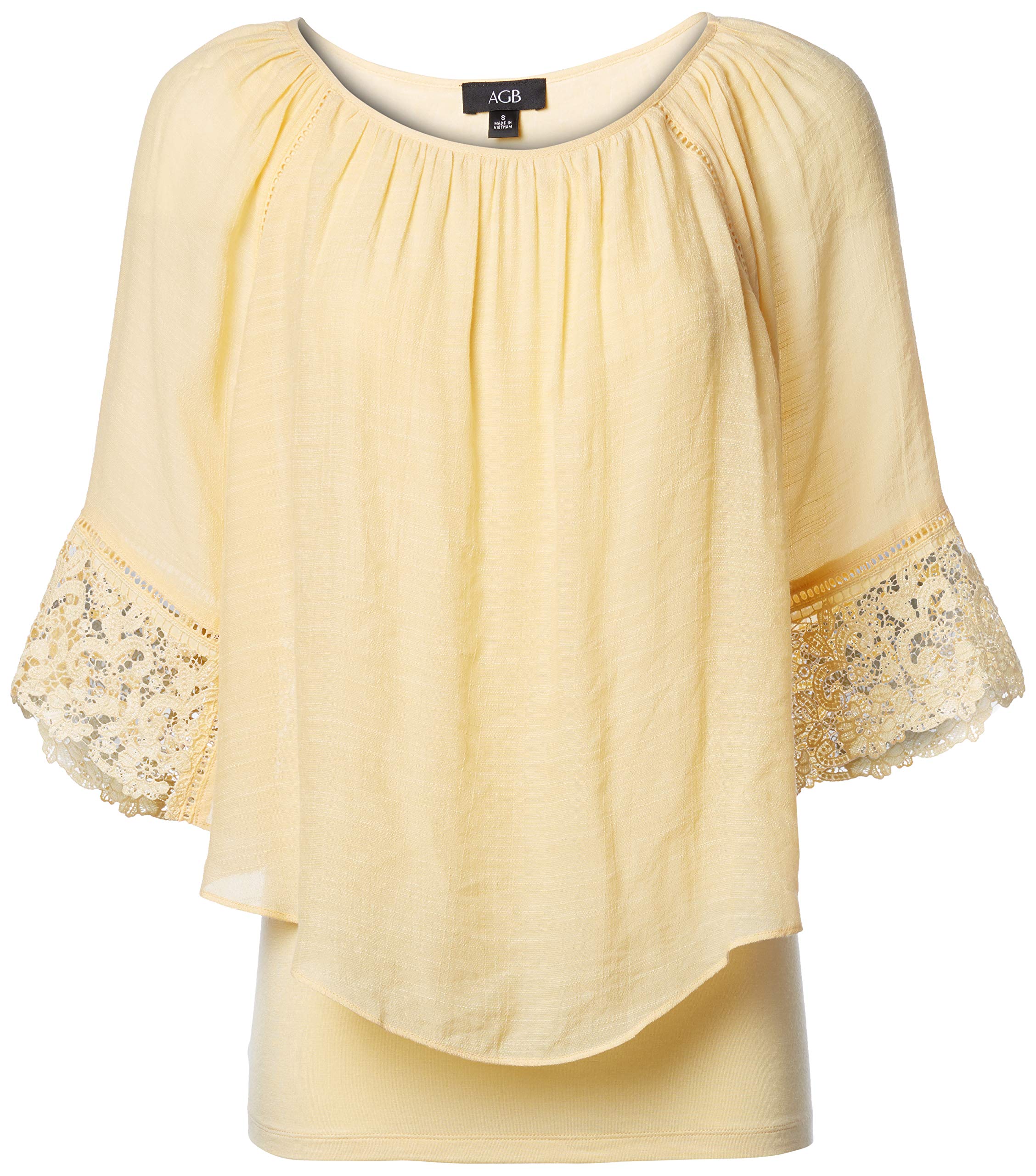 AGB womens Boatneck Popover Top Blouse