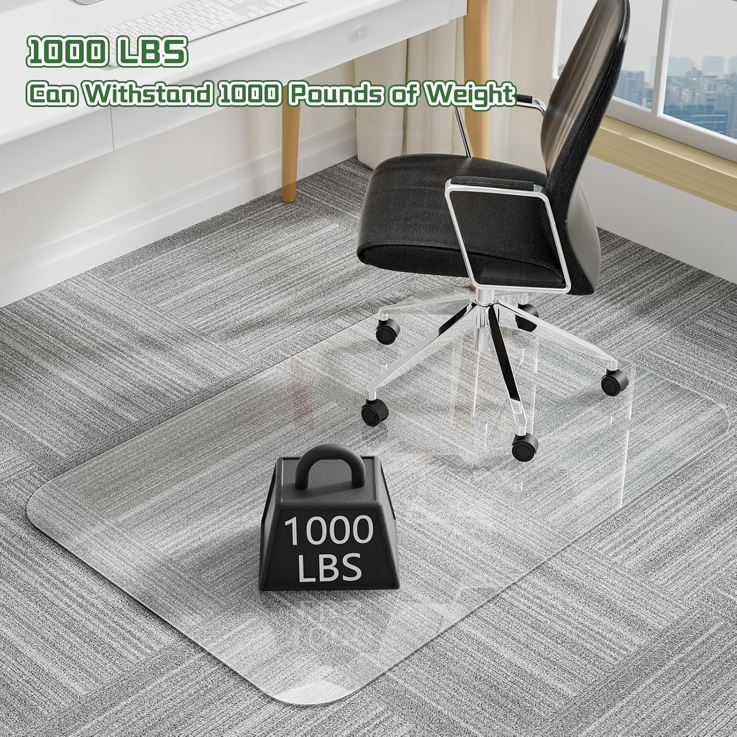 PET Office Chair Mat for Carpet - 36" X 48'' X 0.2" Thick Clear Shatterproof Office Chair Mat, Easy to Unroll and Lay Flat, Superior Glide, Heavy Duty Protection for Office Home Hardwood and Carpets