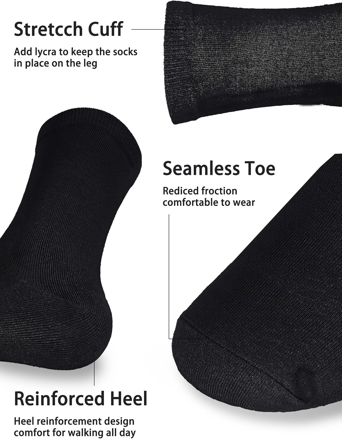 Dress Socks for Men Bamboo Rayon Anti Odor Moisture Wicking Size 8-13 - Image 3