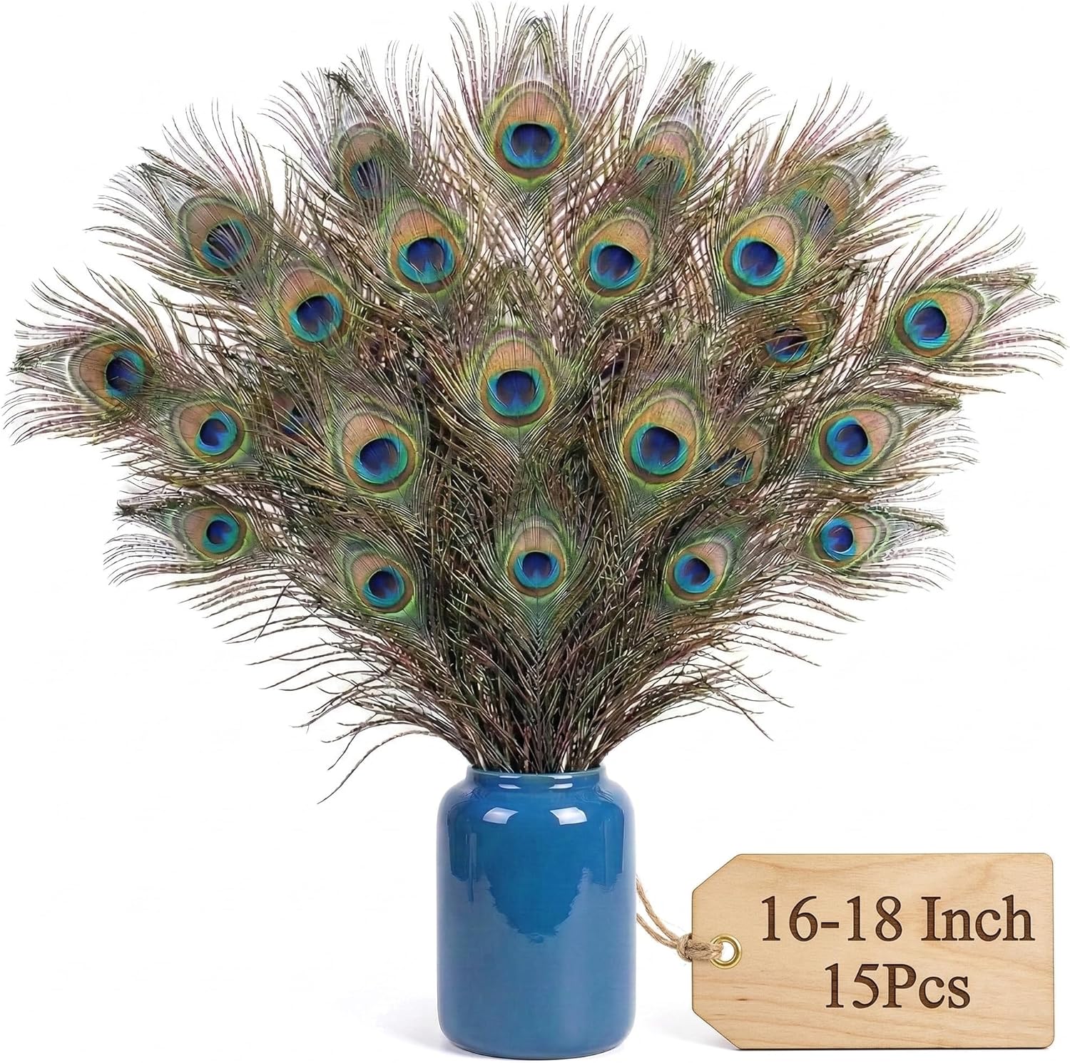 Lamar Peacock Feathers 40Pcs 28-32 Inch Ultimate Long Feathers Bulk Bundle for Tall Vases, Wedding Centerpieces, Home Decor, Costumes, and DIY Crafts