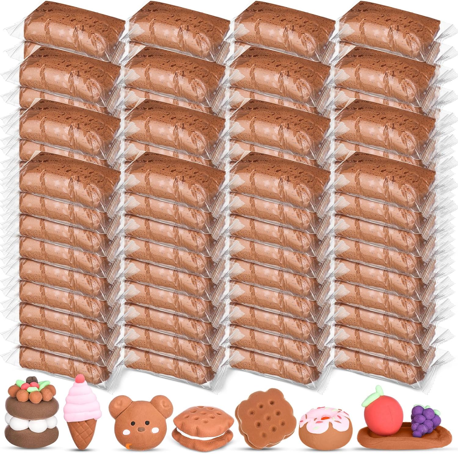 VioraWhite 144 Pcs Air Dry Clay Bulk 76 oz Mardi Gras Soft DIY Modeling Clay Kit Magic Foam Crafts for Sculpting Kids Gifts Party School Supplies for Crafts Artistic Project(Vivid Color)