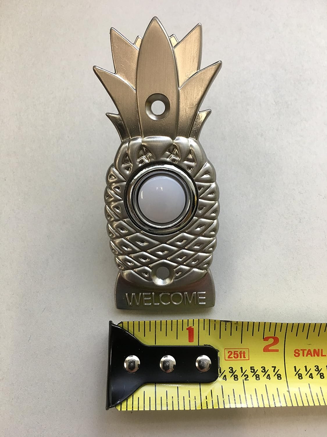 Safeguard Supply - Brass Doorbell Wired Button - Decorative Doorbell Button - Beautifully Crafted Pineapple Doorbell Button Nickle Finish - Doorbell Button Lighted