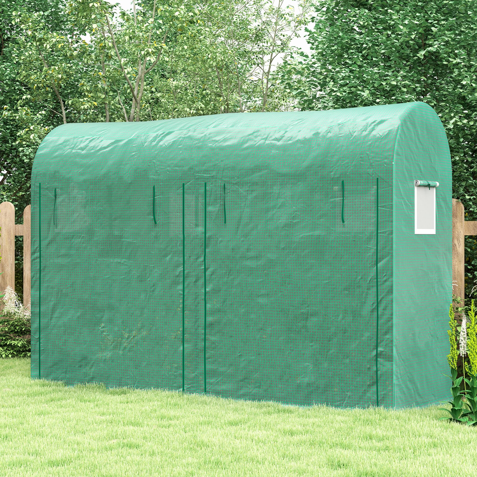 Outsunny Serra Tunnel da Giardino per Piante e Orto, Serra da Balcone con 2 Porte Avvolgibili e 4 Finestre, Copertura in PE Struttura in Acciaio, 3x1x2m