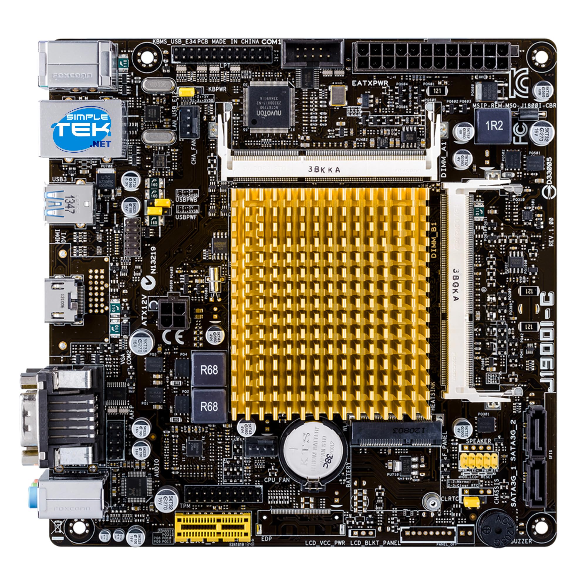 SIMPLETEK - Placa base Mini ITX con procesador integrado - VGA, HDMI, Serial RS232, expansión PCIe y Mini PCIe (reacondicionado)