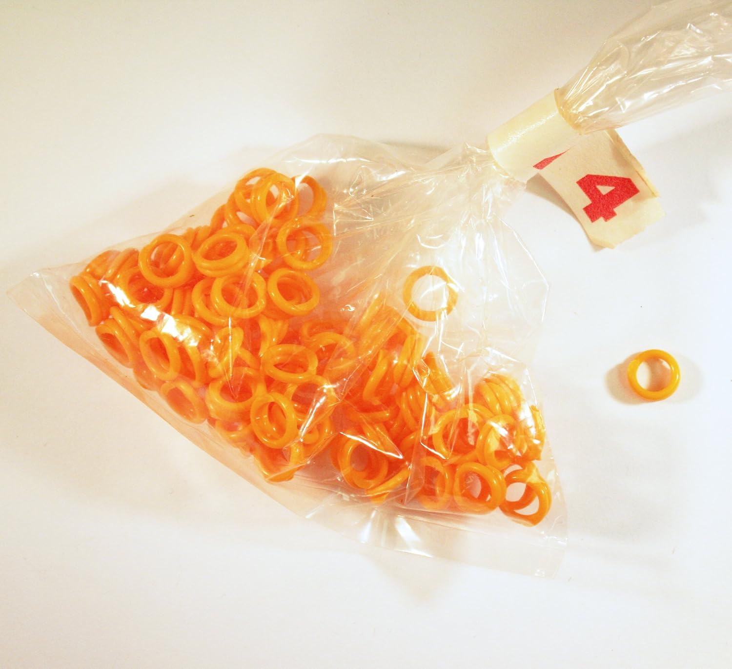 Pack of 100, Size 4, 1/4 inch Spiral Leg Bands (Available in Red, Yellow and Blue) (Yellow)