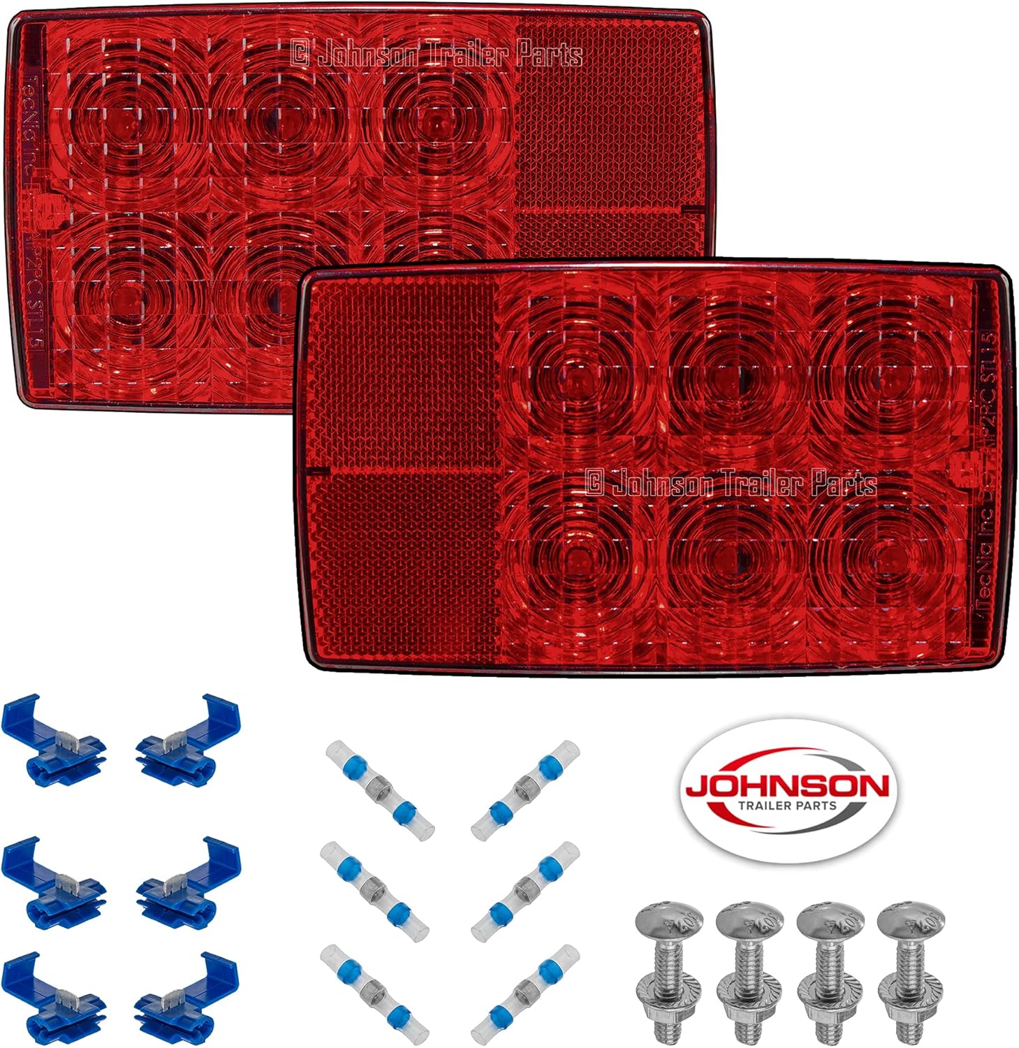 TecNiq T86 Submersible LED Tail Light Kit – 6″ Multifunction Box-Style LED Trailer Lights with Mounting Hardware & Connectors – DOT Compliant