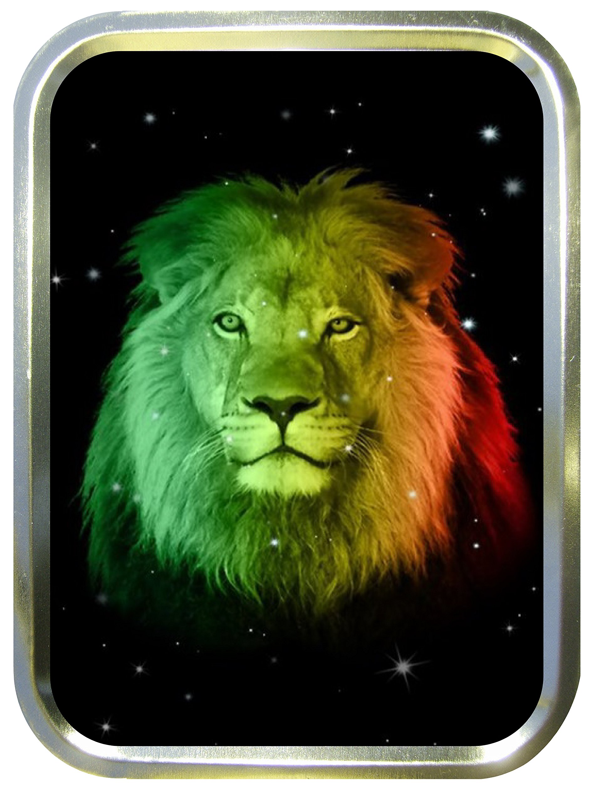 TEEZ Rainbow Lion Face 2oz Gold Tobacco Tin,Baccy Tin, Smoking,storage