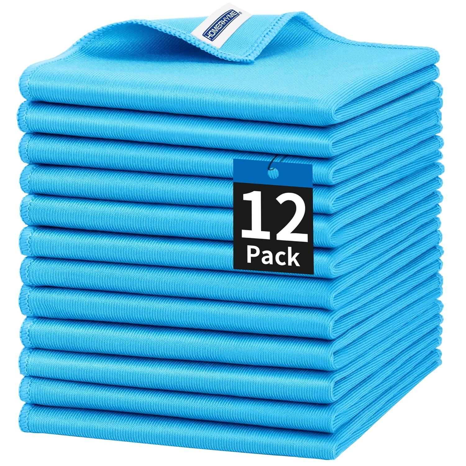 HOMERHYME Microfiber Glass Cleaning Cloth 12 Pack Window Glass Cleaning Rags Reusable Lint-Free Streak Free Polishing Cloth Wipes