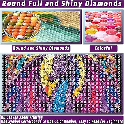 Miniatura 4 de KICHANG Pintura de diamantes de dragón de vidrieras, kits de pintura de diamantes 5D, kits de pintura de diamantes para adultos, arte de diamantes