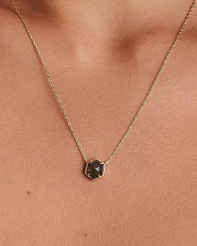 Miniatura 2 de PAVOI 14K Gold Plated Gemstone Pendant Necklace Dainty Chain Necklaces for Women Amethyst, Onyx, Green Fluorite, Labradorite, Pearl, Rose Quartz,