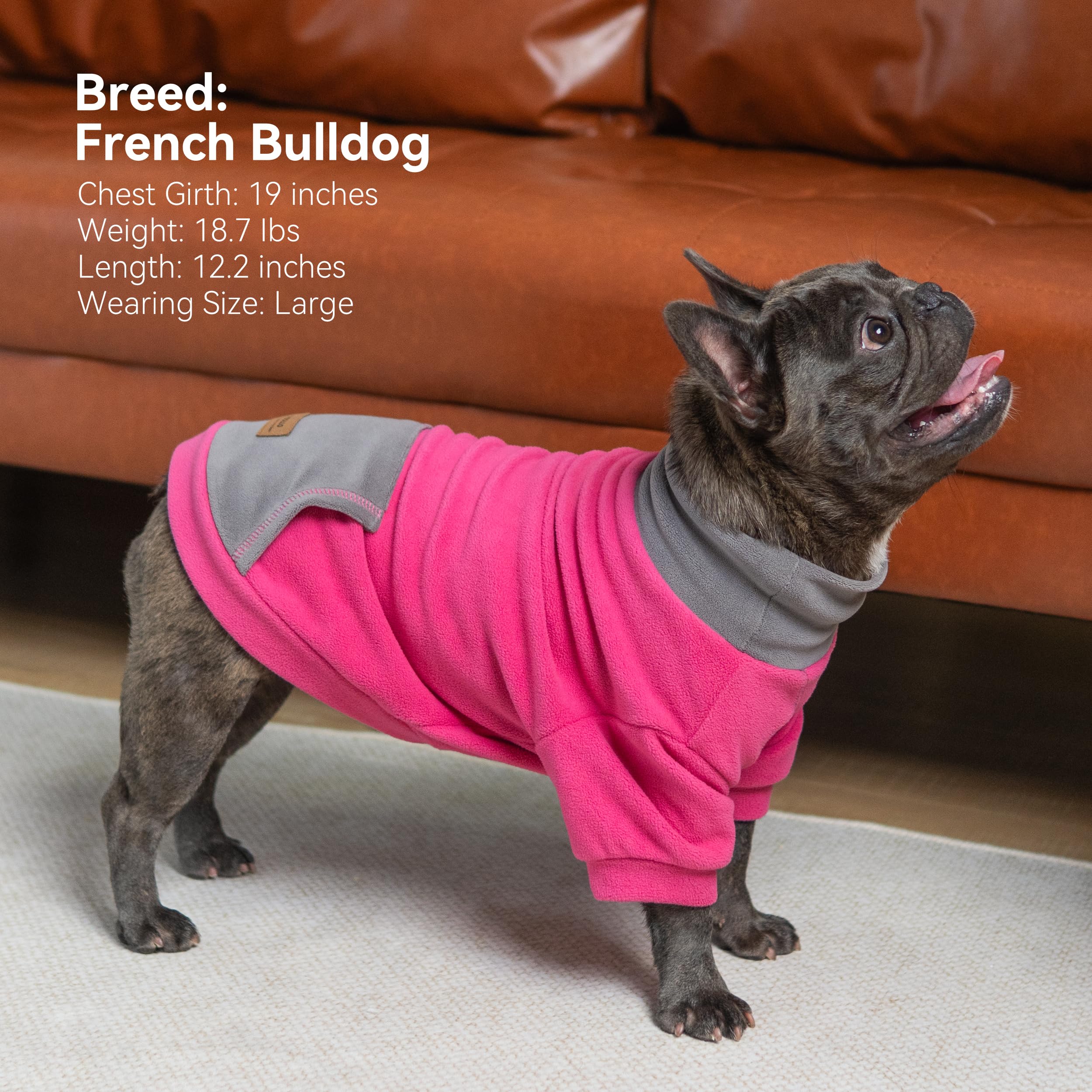cyeollo Hundepullover für große Hunde, dehnbares, weiches Fleece, Sweatshirt für Hunde, Jungen und Mädchen, Rollkragen, warm, Winterkleidung für große Hunde mit Ärmeln, Rosa und Fuchsia, Größe 3XL, 2