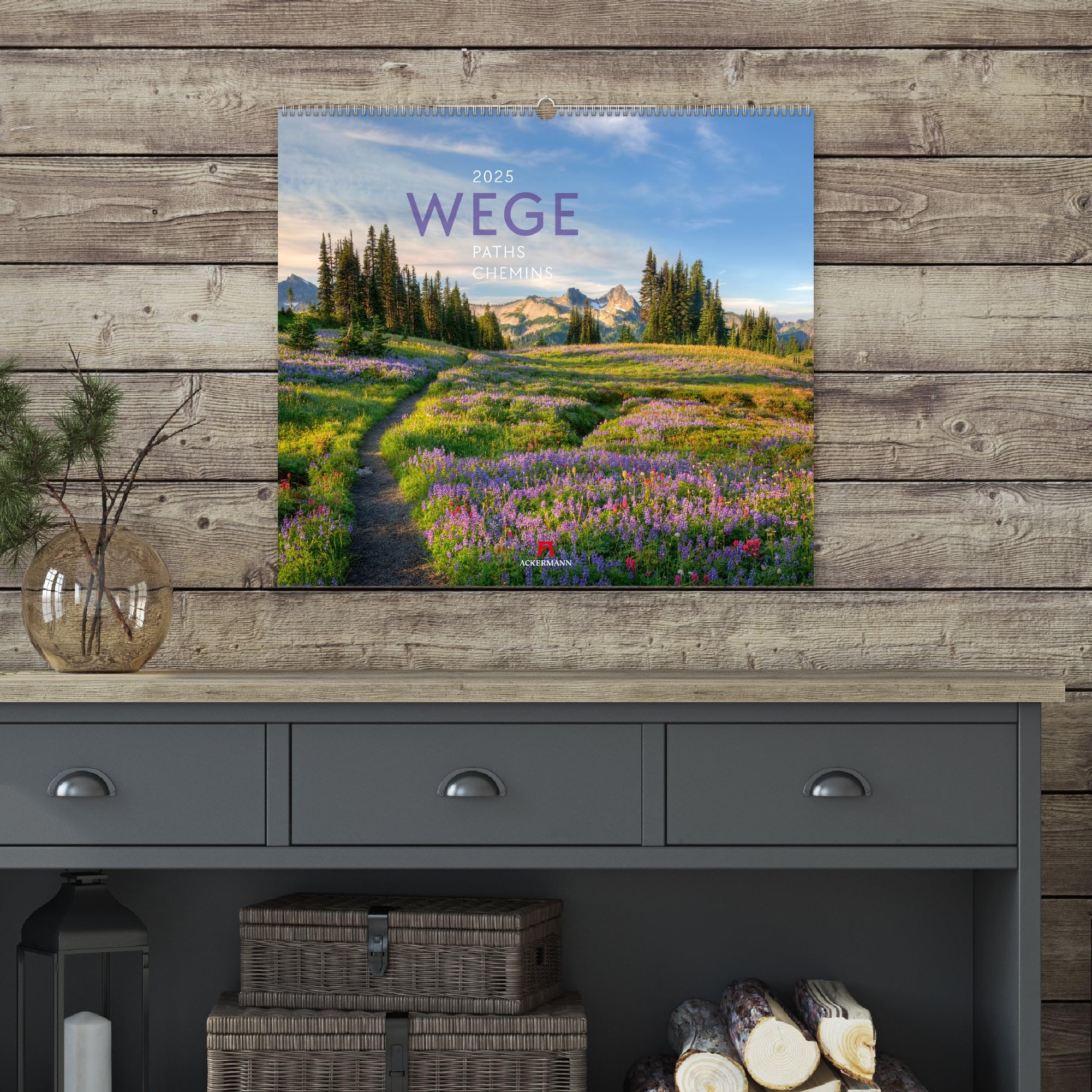 Wege Kalender 2025, Wandkalender im Querformat (54x48 cm) - Landschaftskalender mit traumhaften Pfaden in der Natur