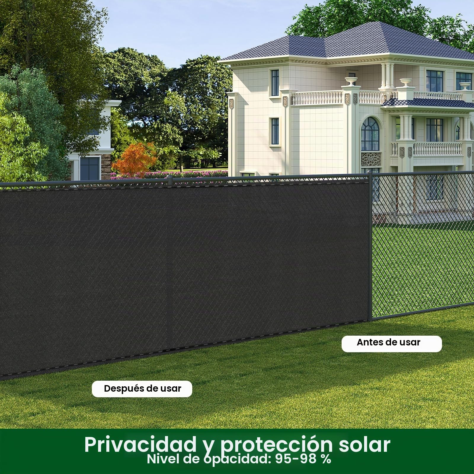 WOLTU Malla Ocultación 1x20 m, Pantalla para Jardín Patio, Malla Sombreo contra el Viento, con Ojales y Bridas, Tela HDPE 280 g/m², Valla Privacidad Anti-UV para Jardín y Huerto, Antracita