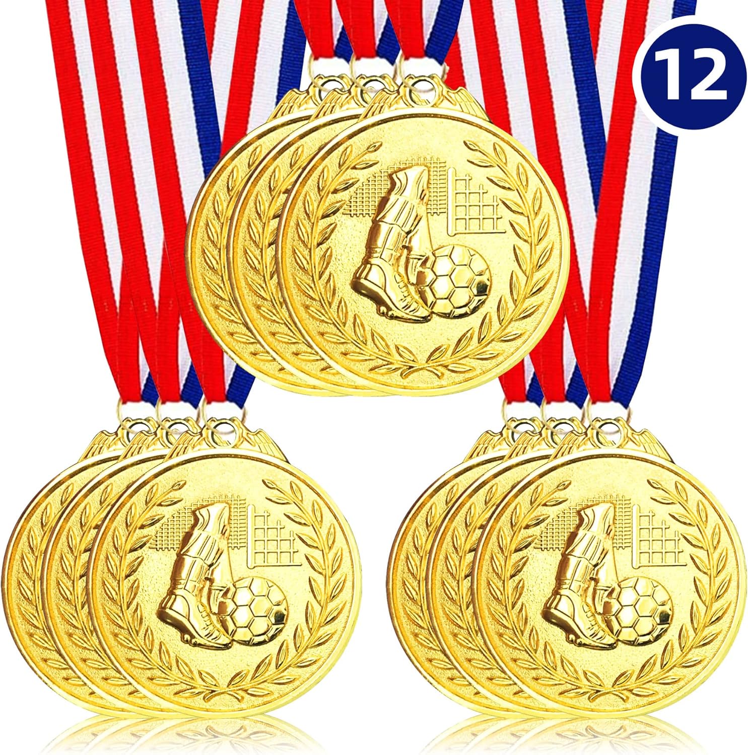 97 Off Sunioine 金属製サッカーメダル 12個パック 子供用 2インチ ゴールド賞メダル 受賞メダル オリンピックスタイル チーム 参加トロフィー スポーツ サッカーゲーム 大会 パーティーの記念品 Mda33 Fr