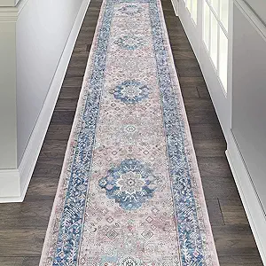 Pauwer Boho Hallway Runner Rug 2x10 Washable Entryway Area Rugs Non Slip Farmhouse Vintage Floor Mat Carpet Runner for Hallways Laundry Room Kitchen Bathroom Bedroom