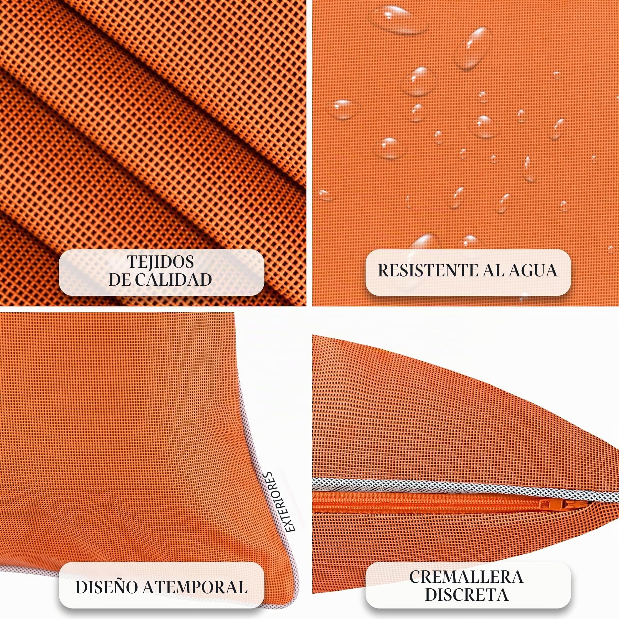 Set de 4 Cojines de Exterior Brandsseller 45x45 cm – Cojines Decorativos Impermeables con Ribete – Resistentes a la Intemperie para Jardín, Sofá, Balcón y Terraza – Naranja