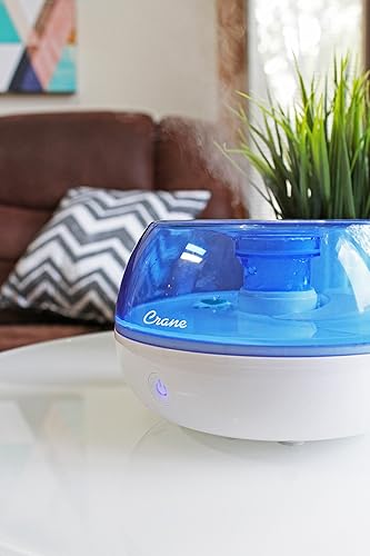 Miniatura 6 de Crane Humidificador ultrasónico personal de niebla fría, para el hogar, dormitorio, hoteles, viajes y oficina, 0.2 galones, sin filtro, azul y blanco