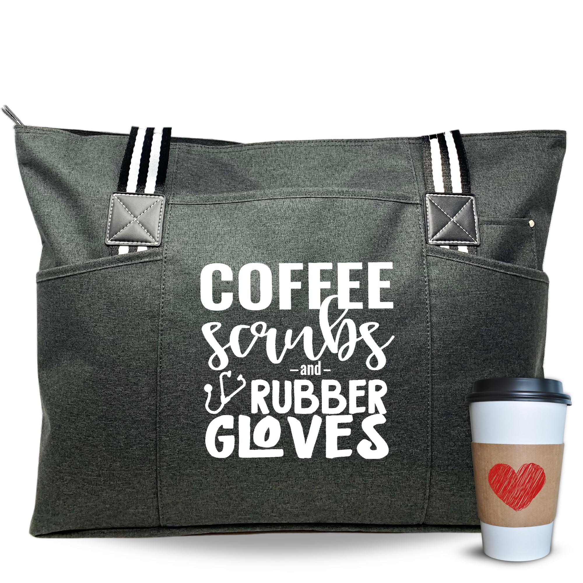 Nurse Tote Bag for Work - Christmas Gifts for Women Large Nursing Bag with Zipper, Pockets & Reliable Straps - Spacious Bag