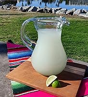 Vista 2 de Mexican Hand Blown Glass Pitcher – Natural Clear Design (84 oz)