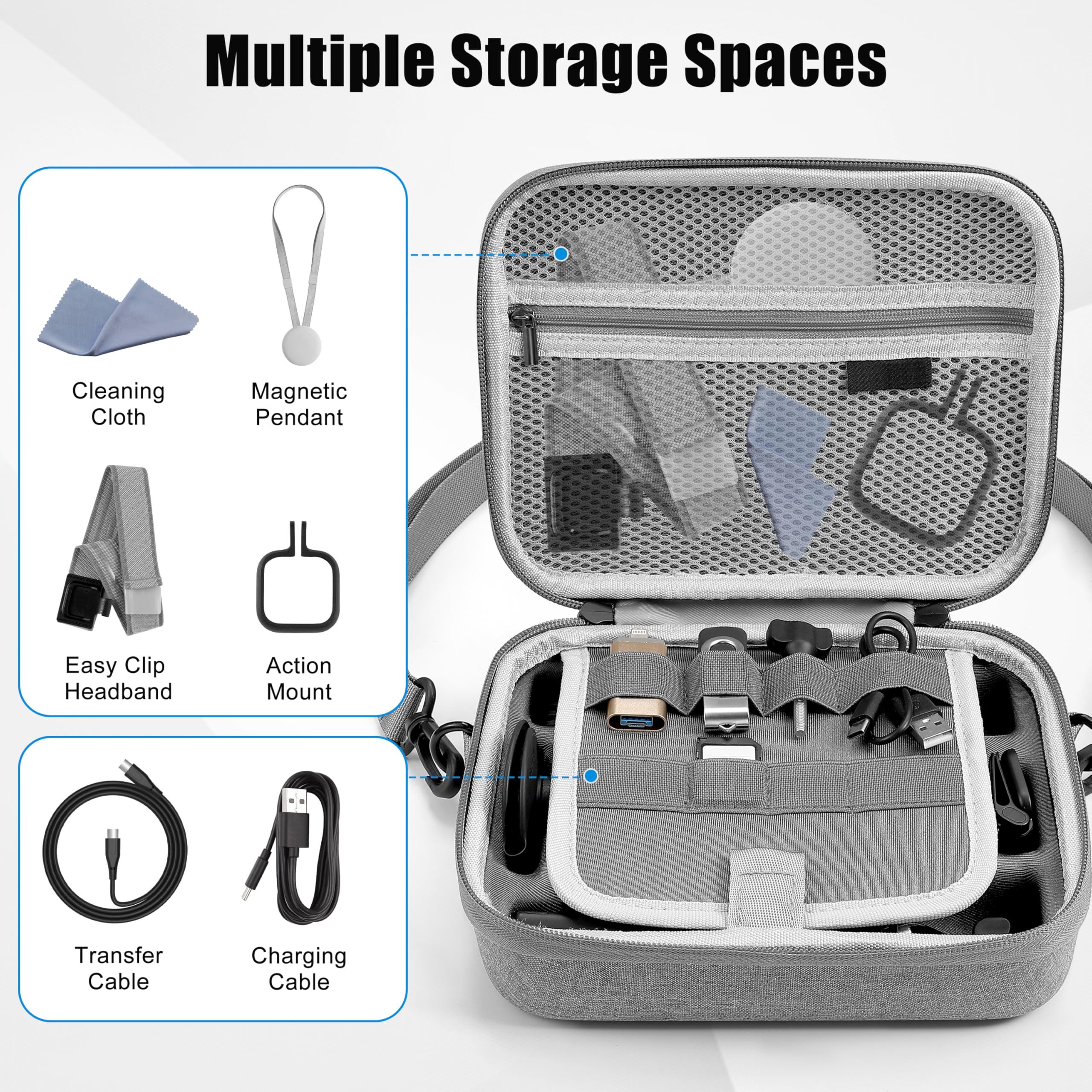 Funda de transporte para Insta360 GO Ultra, bolsa de viaje de material de nailon, organizador para accesorios Insta 360 GO Ultra, gran capacidad para montaje de liberación rápida, colgante magnético