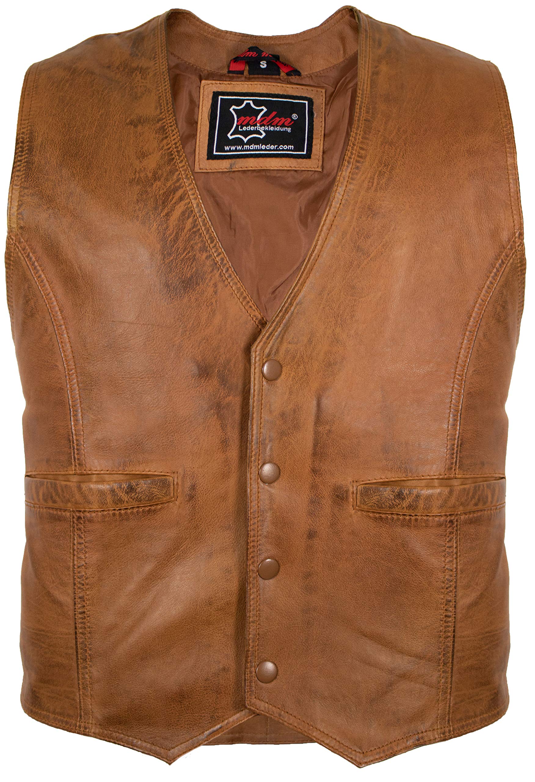 MDM Gilet en Cuir d'Agneau Nappa Véritable pour Homme