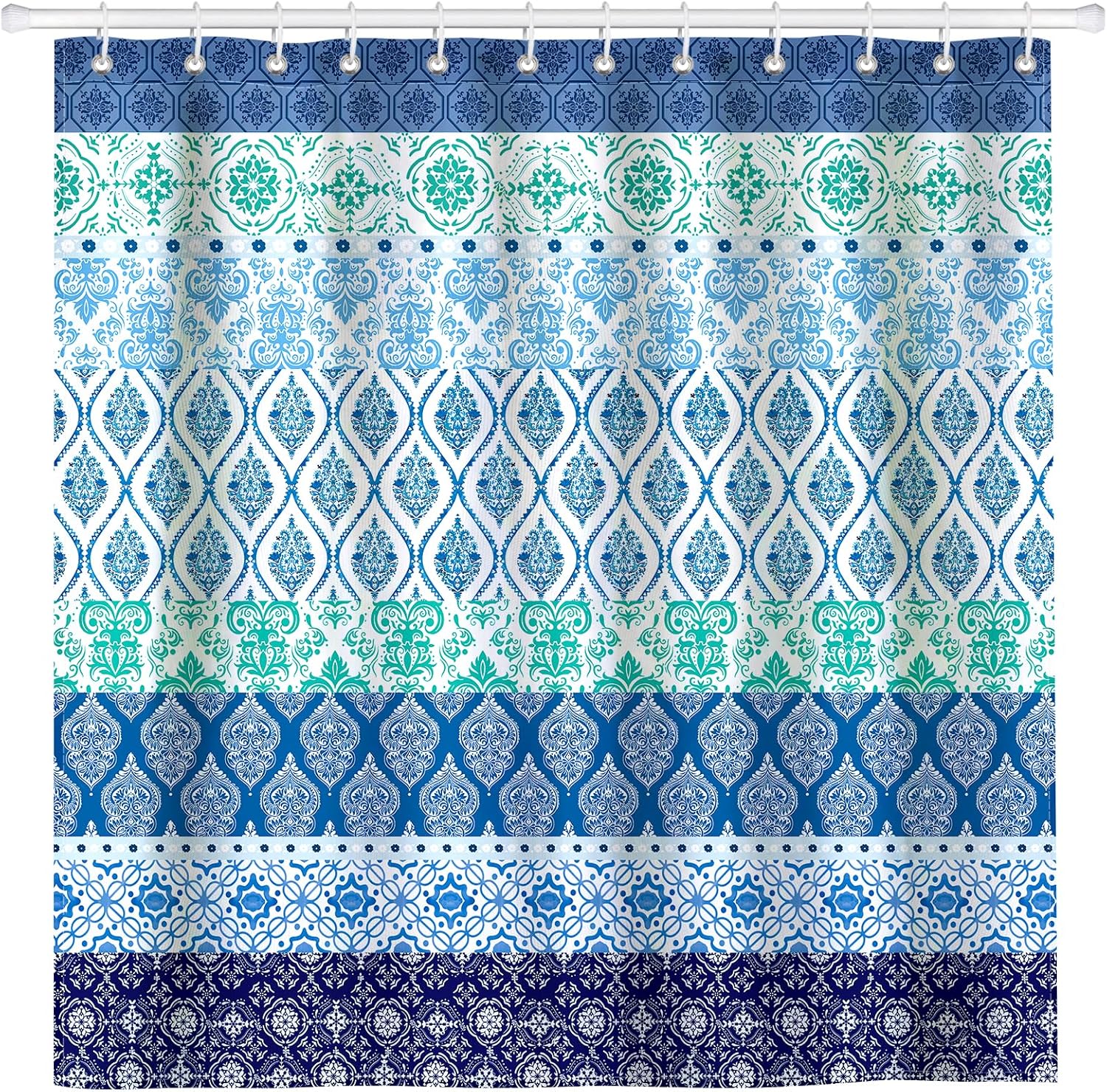 Rustic Boho Paisley Shower Curtain Sets, Waterproof Polyester Fabric Shower Curtains with 12 Hooks for Bathroom Home Decoration, 72 × 72 Inch Washable Bath Accessories Decor