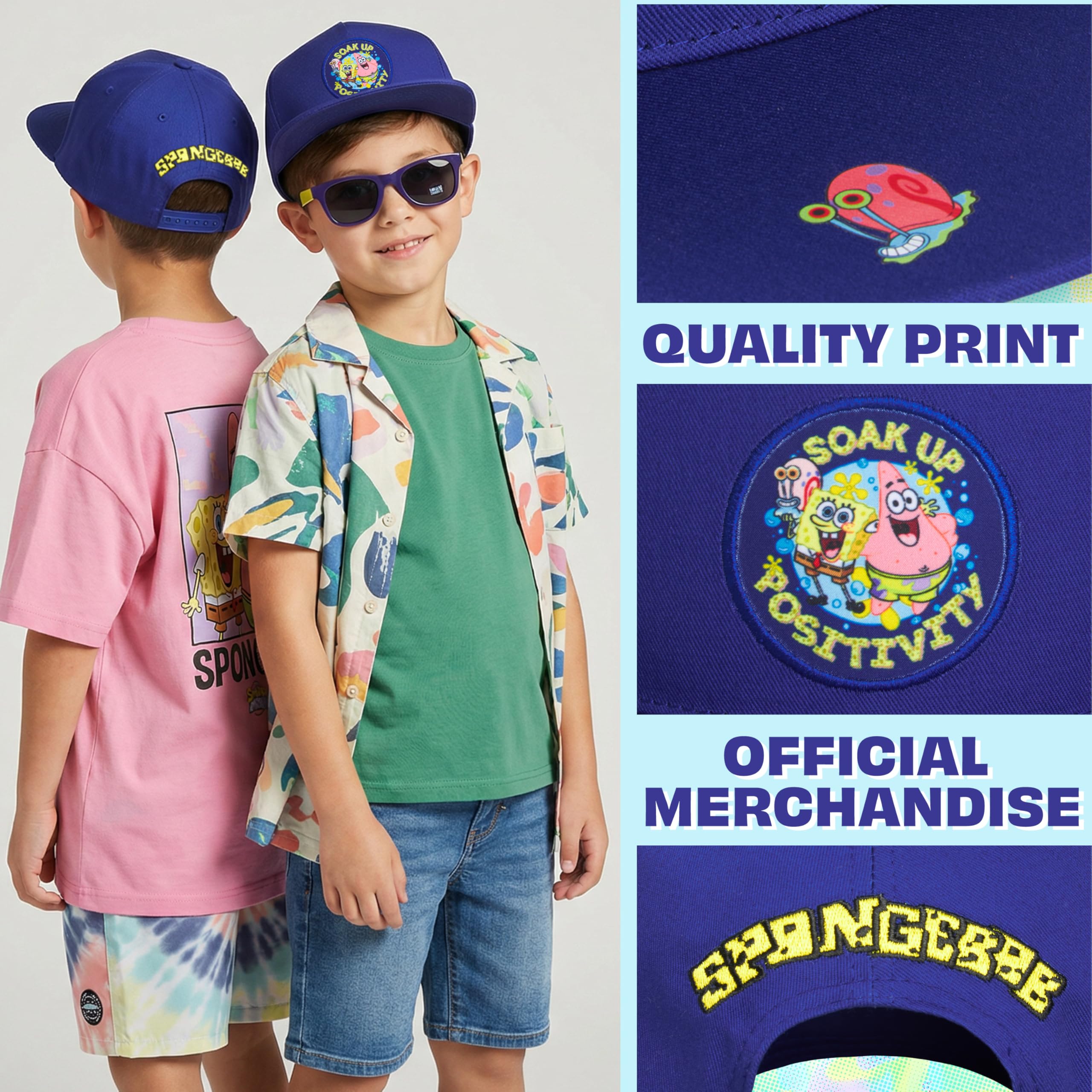 Spongebob Squarepants Cappello Baseball Occhiali da Sole Bambino Set Protezione UV 100% Blu