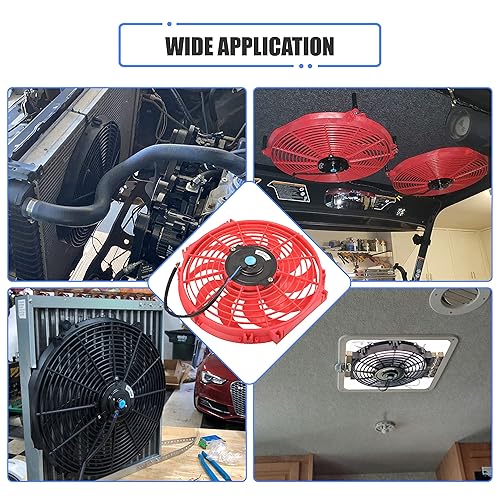 Miniatura 6 de Ventilador delgado de 12 pulgadas, ventilador eléctrico de enfriamiento para radiador, motor universal de alto rendimiento de 12 V 80 W con kit de