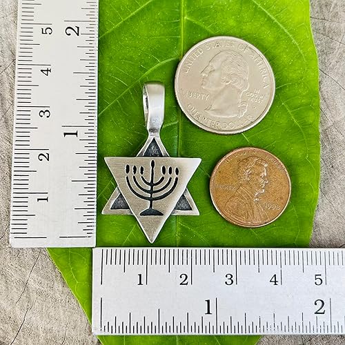 Miniatura 4 de Star of David Seal of Salomon Jewish Jews Menorah Hanukkah Lamp Judaism Jewelry Protection Amulet Silver Pewter Men Pendant Necklace Lucky Charm