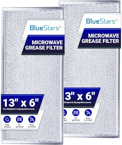 BlueStars Paquete de 2 filtros de grasa para microondas W10208631A de repuesto de 5.78 x 12.91 filtros de grasa de malla de aluminio, compatibles