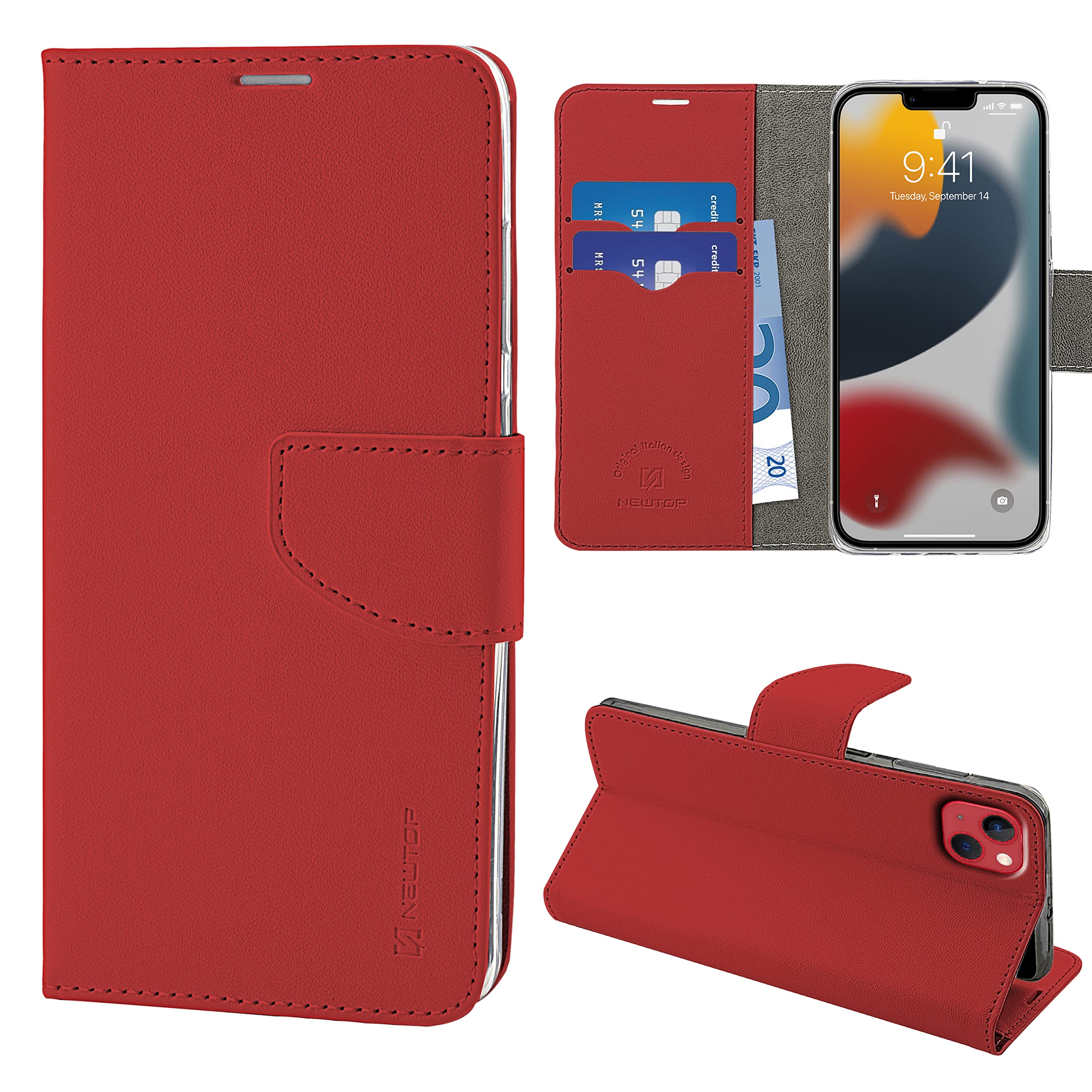 NEWTOP Cover Portafoglio Con Magnetica Per IPhone 6 E 6S – Custodia Libro In Similpelle Con Slot Per Carte E Supporto Stand, Bianco