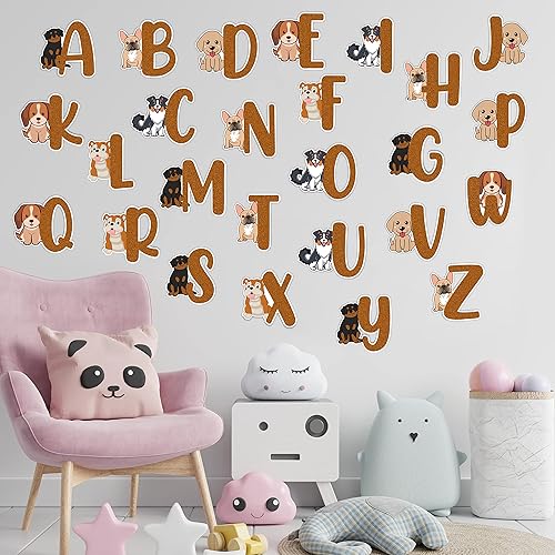 Seyal Pegatina de pared con alfabeto de cachorro A-Z