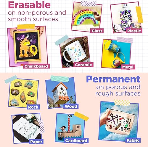 Miniatura 7 de Marcadores de tiza de punta extrafina (punta de 0.039 in, paquete de 40) neón, pastel y metálicos, bolígrafos de tiza líquida borrables para