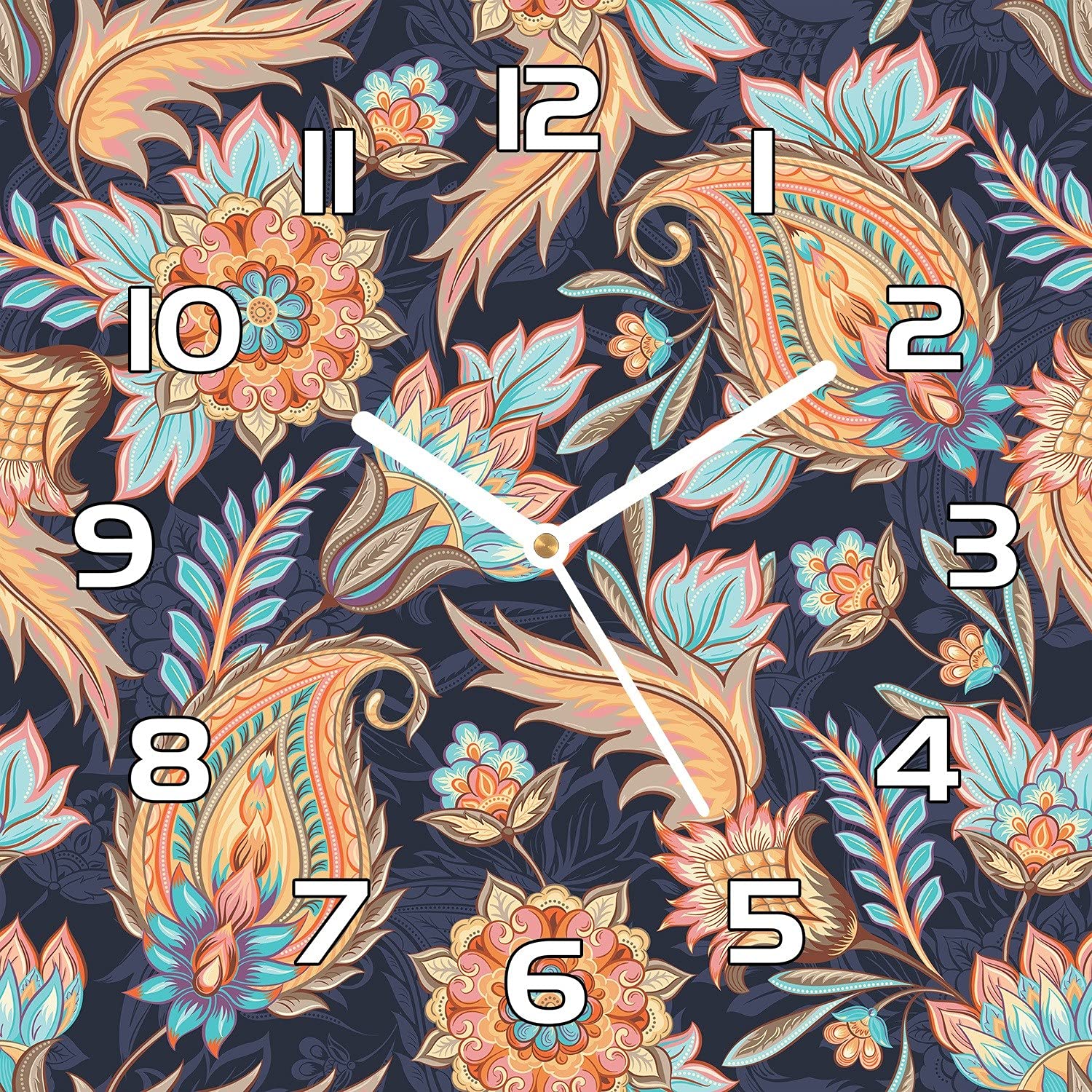 Horloge en verre Coloray Paisleyorange 30x30 cm pour habiller un mur vide de cuisine ou salon