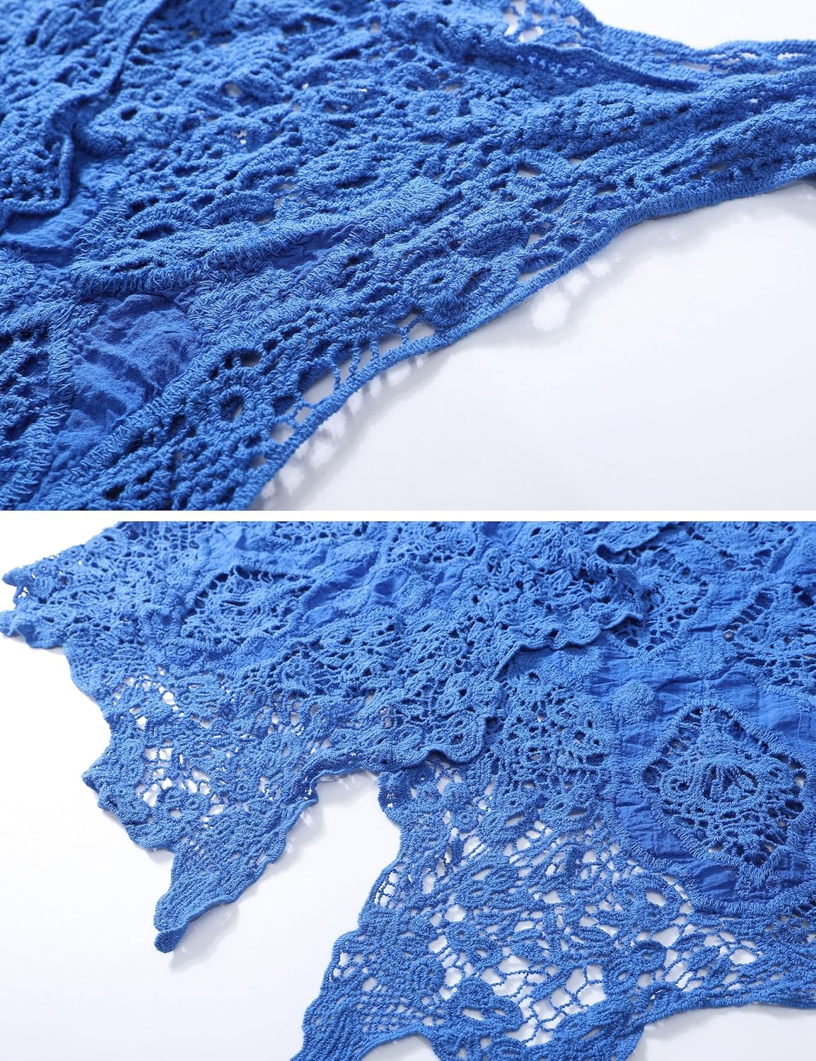 Flygo Women's Open Front Cotton Crochet Lace Boho Hippie Butterfly Vest Cardigan Coverup Sleeveless Irregular Hem - Image 8