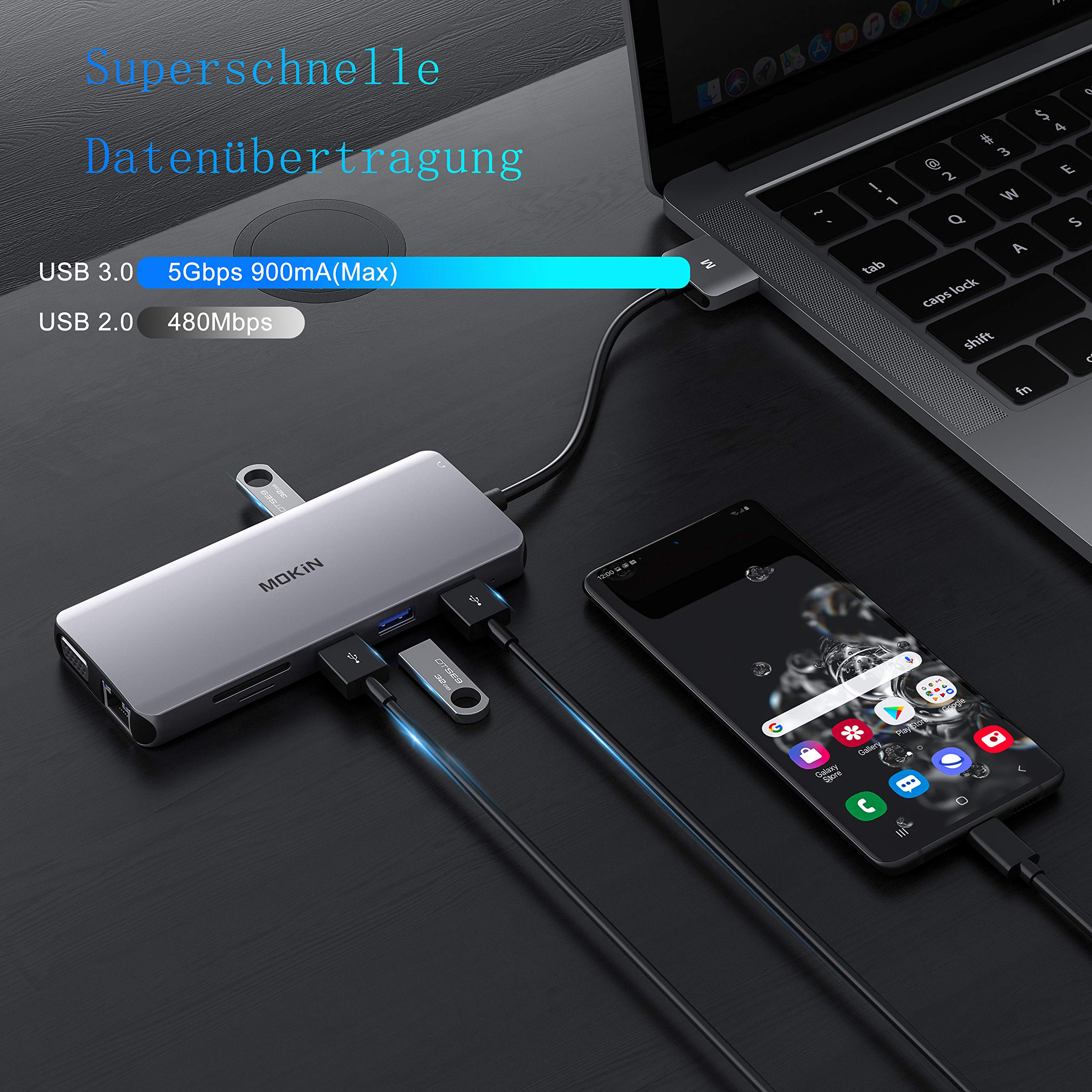 Station D'accueil USB-C MOKiN Pour MacBook - Double HDMI 4K, 8 Ports, PD 100W, Plug-and-play - 4