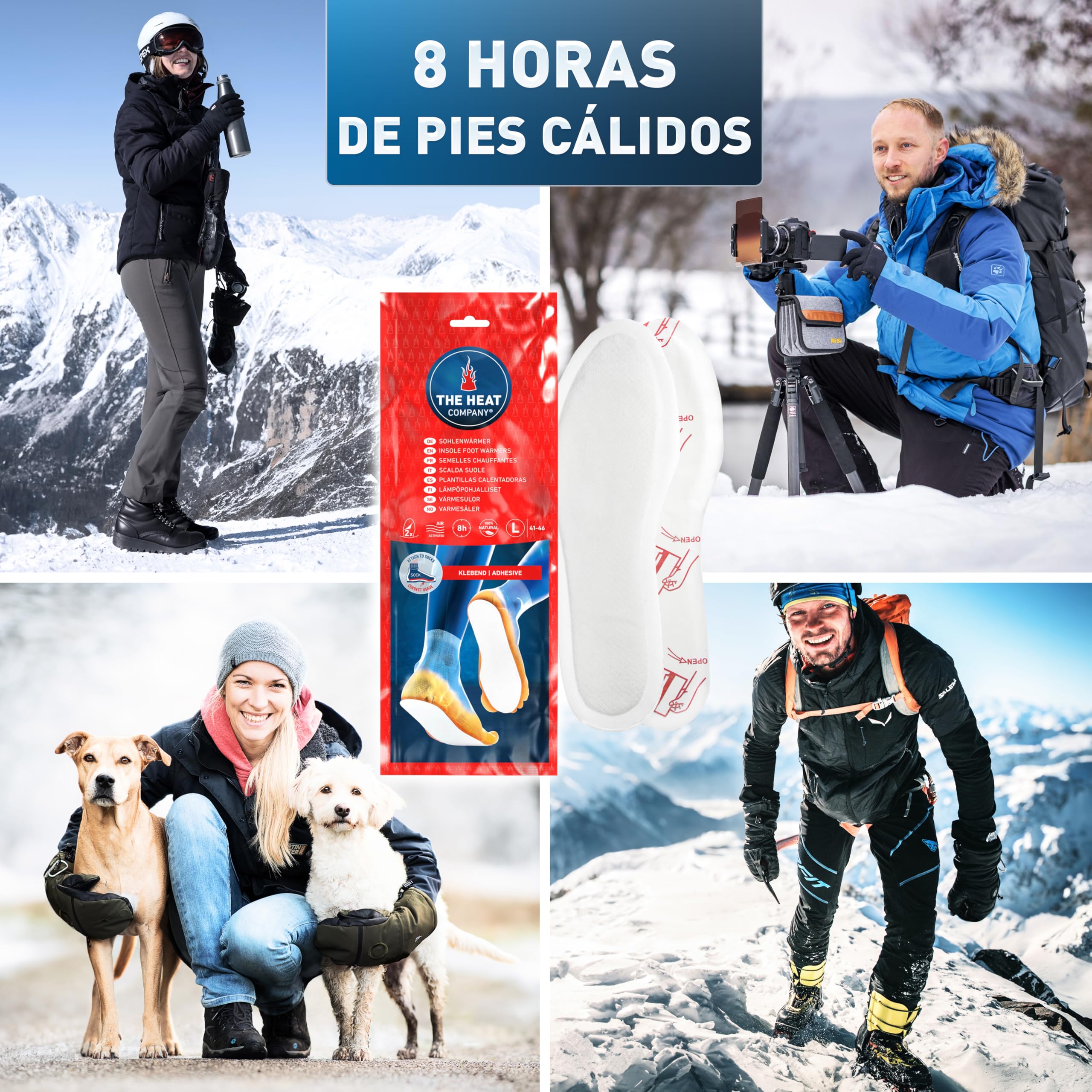THE HEAT COMPANY Plantillas Calentadoras Adhesivas - 5 o 30 Pares - Extra CÁLIDO - Calentadores Pies - 8 Horas de pies Calientes - Calor instantáneo - Activado por Aire - Puro Natural - Small o Large