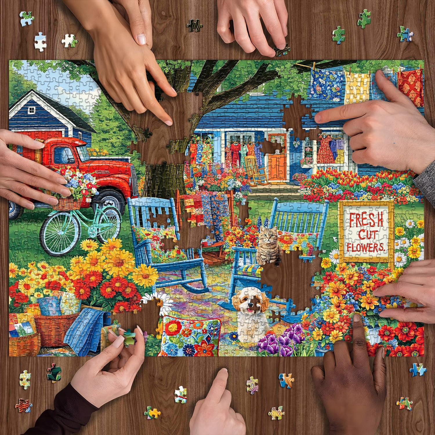PICKFORU Nature Flower Jigsaw Puzzle - 1000 Pieces, Spring Plant & Floral Scenery, Dog & Cat Themed, Challenging for Adults - Image 7