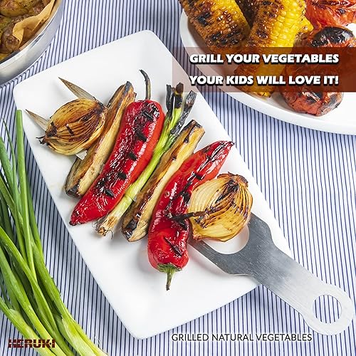 Miniatura 7 de Brochetas dobles de acero inoxidable de 14.4 pulgadas, resistentes y de doble punta, para barbacoa, kabob, shawarma, carne, pescado, pollo, regalo