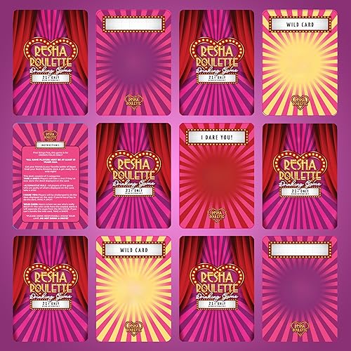 Miniatura 4 de Caresha Please - Ruleta Resha - Un juego de cartas para beber para fiestas y más - Incluye 120 cartas y 4 vasos de chupito