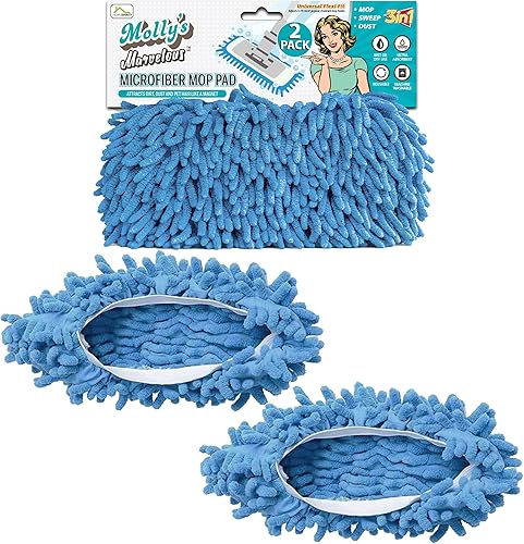 Molly's Marvelous - Juego de 2 almohadillas de microfibra lavables reutilizables para limpieza de suelos húmedos y secos, se adaptan a cabezales
